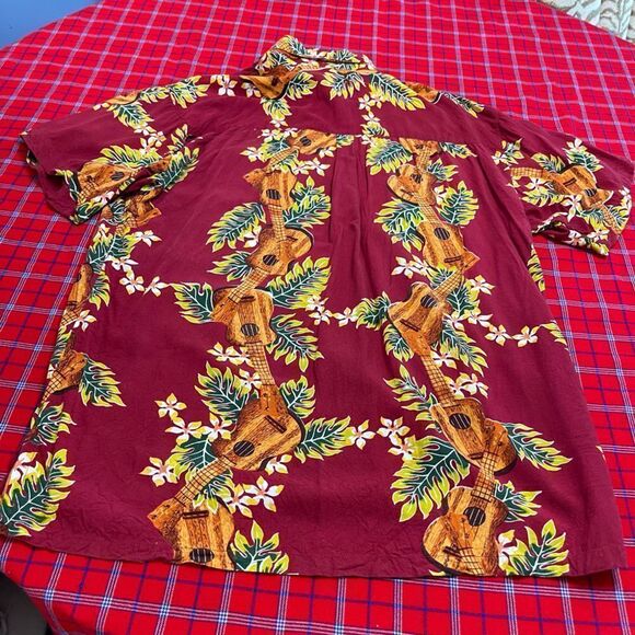 Pineapple Moon Men’s Guitar Hawaiian VTG Aloha Button Up Shirt Size XL - Picture 7 of 8
